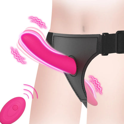 Strap On Double-Headed Vibrator Dildo Adjustable with 10 Vibration Modes