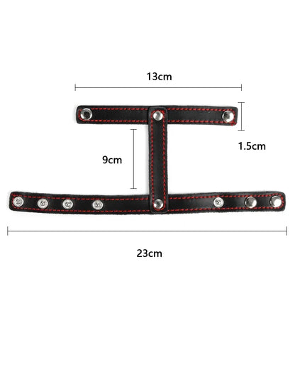 Leather Penis Ring w/  Long Chain Nipple Clamps Attached