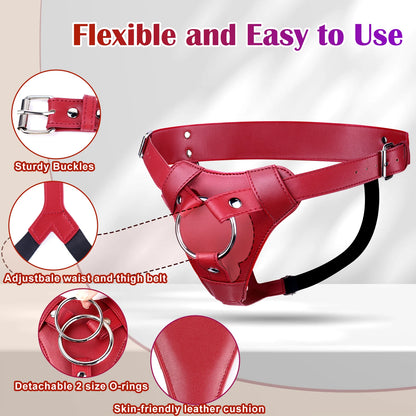 Red Strap On Dildo Harness