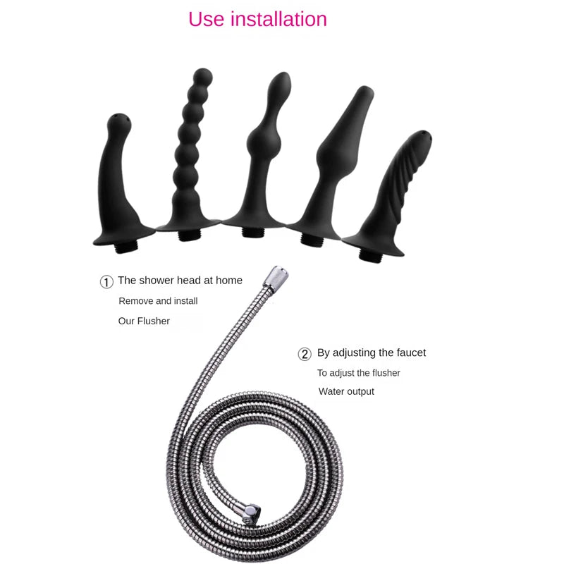 Soft Silicone Connectable Butt Plug with Shower Head