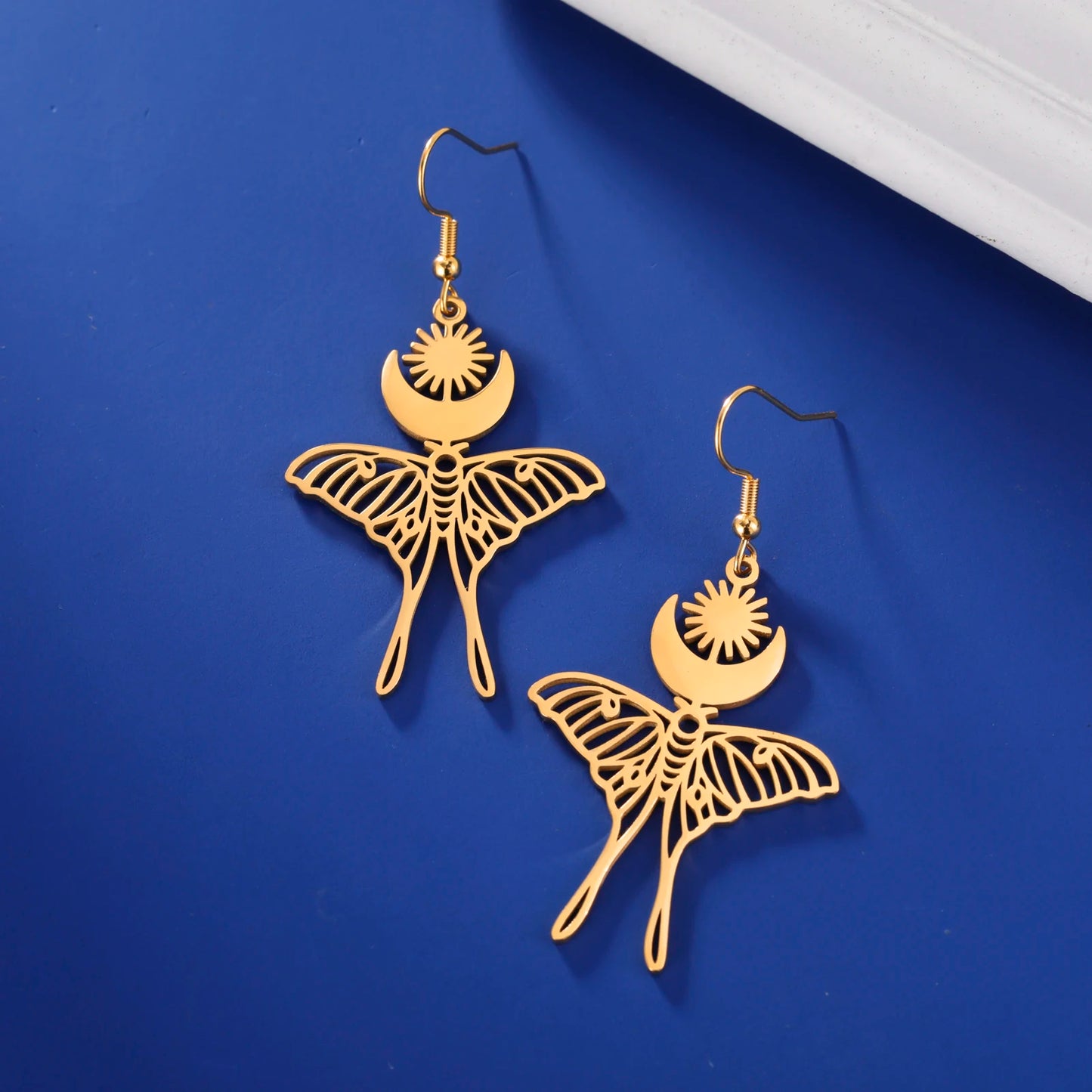 Skyrim Moon Sun Butterfly Drop Earrings
