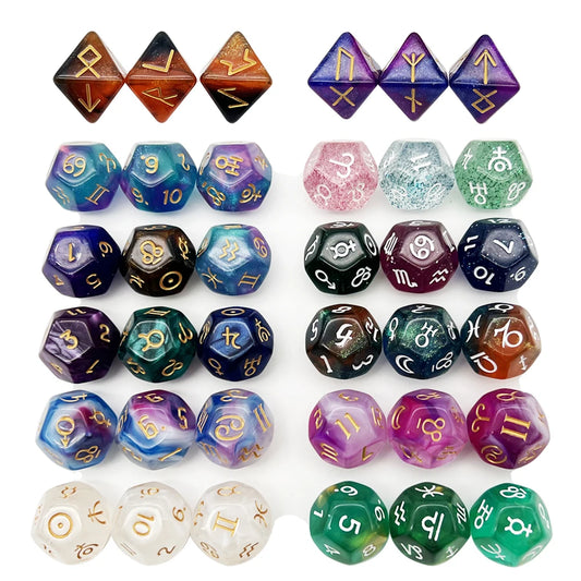 3Pcs Astrology Dice D8 D12 Tarot Dice