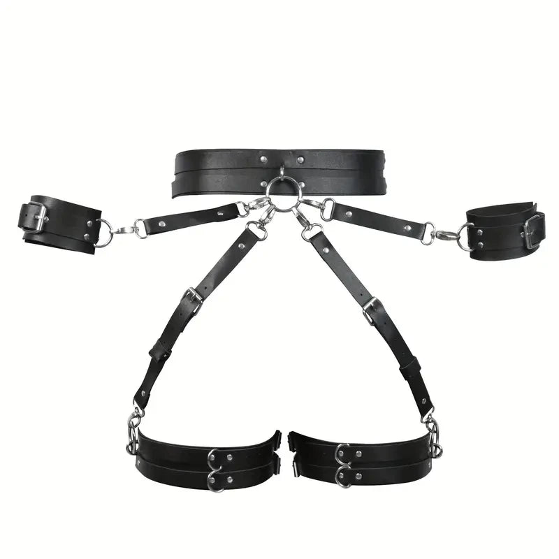 Gothic Harness Belt  w/ Handcuffs Accessories