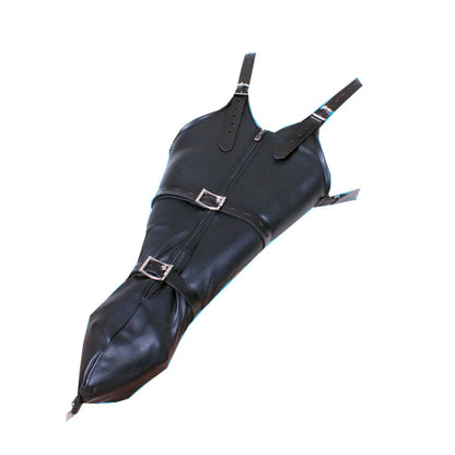 Full Sleeve One Arm Binder Bondage Restraint with Over Shoulder Straps Adult PU Leather Zipper Glove for Sexy Play