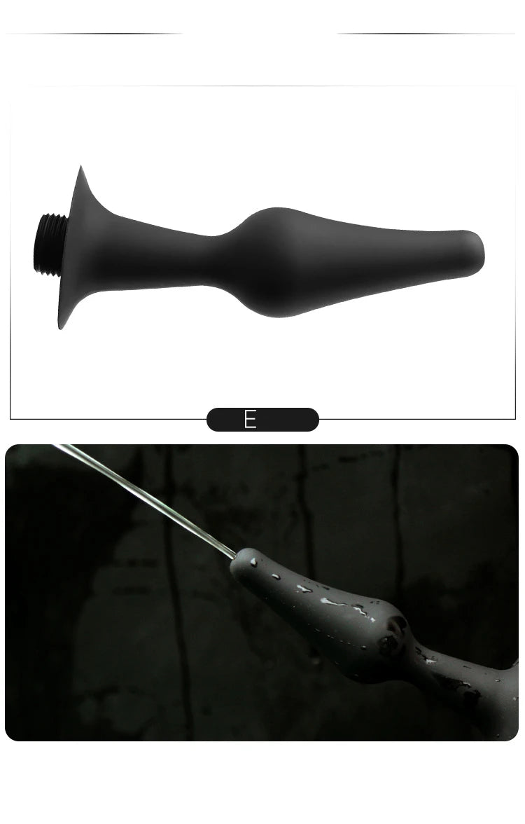 Soft Silicone Connectable Butt Plug with Shower Head