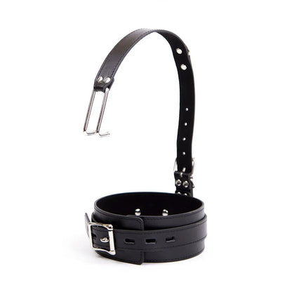 Leather Choker Collar Strap with Smooth Stainless Steel Nose Hook for Fetish Bdsm