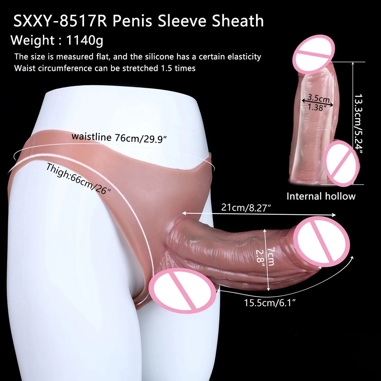 FAAK Silicone Briefs with Penis Sleeve Male Masturbator
