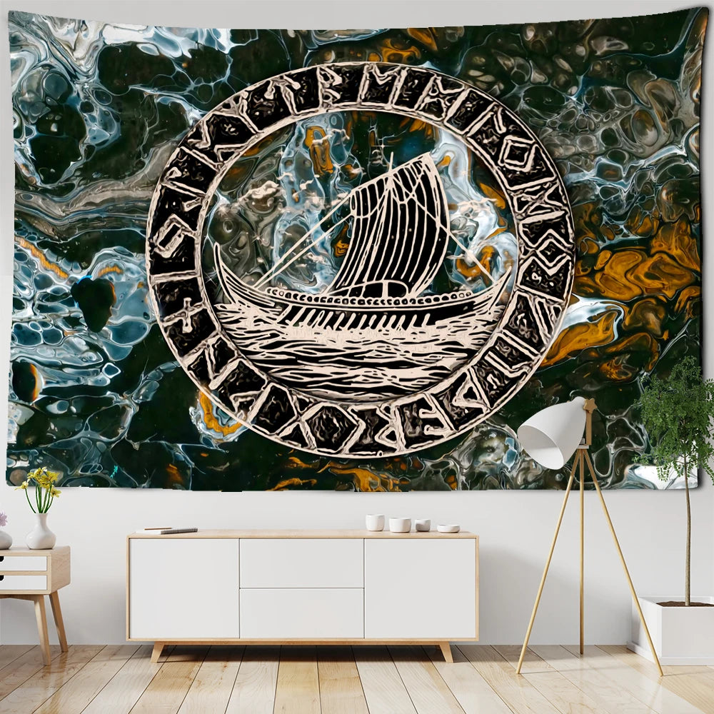 Viking  Mysterious Raven Tapestry