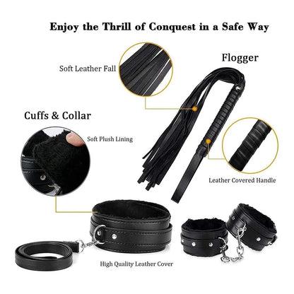11pcs Plush Leather Handcuff Bondage Kit