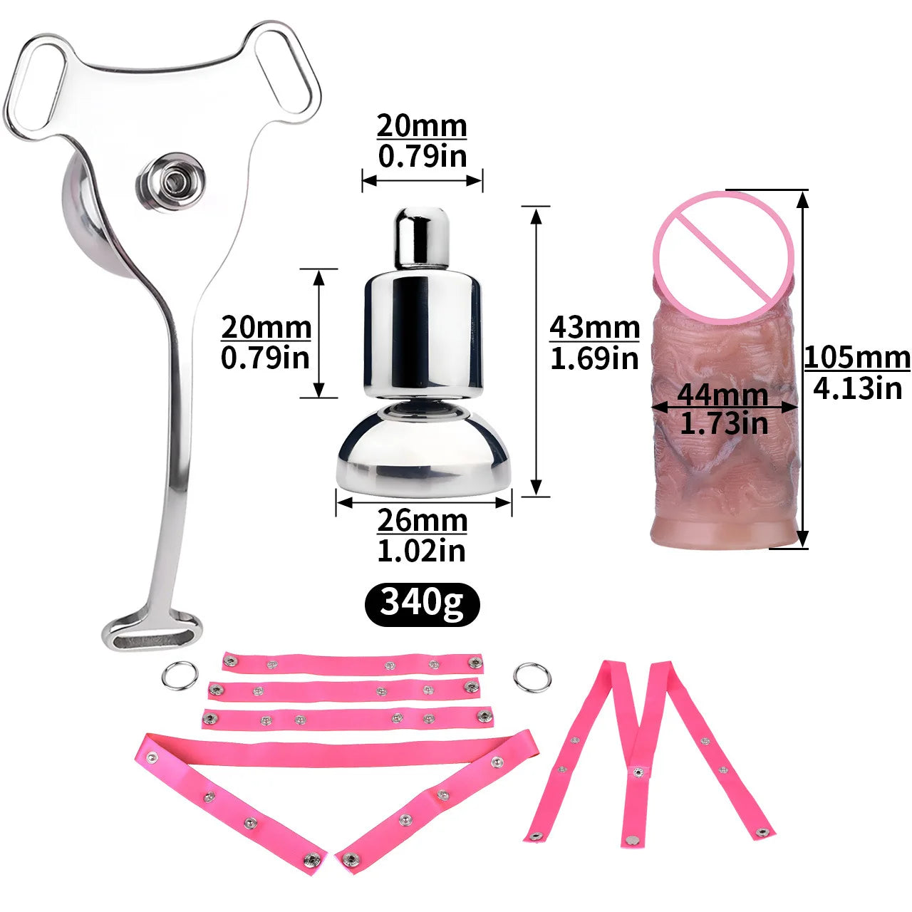 Flat Chastity Cage Device w/ Silicone Dildo
