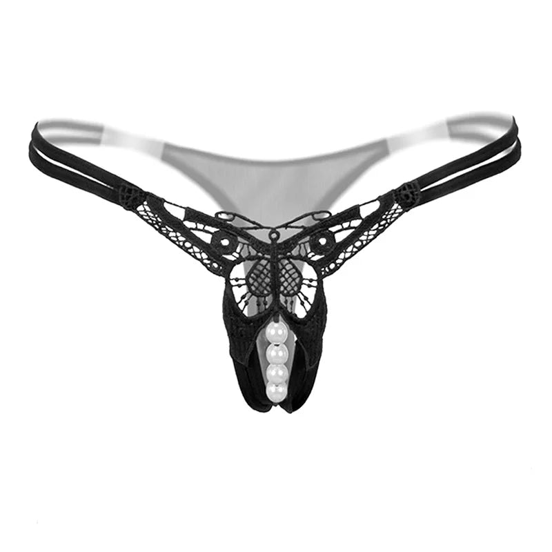 Butterfly with Pearls Tangas Women Sexy G String Sexy Underwear