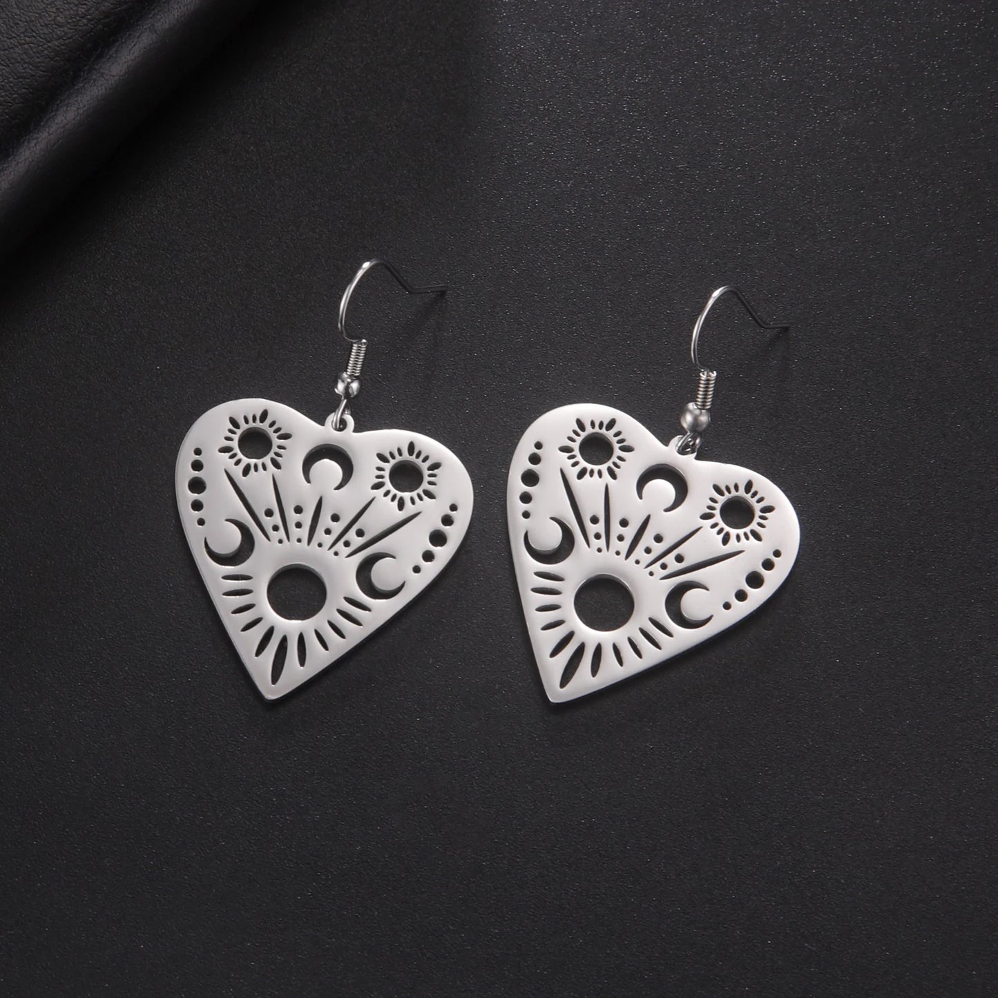 Sipuris Sun Moon Love Heart Dangle Earrings