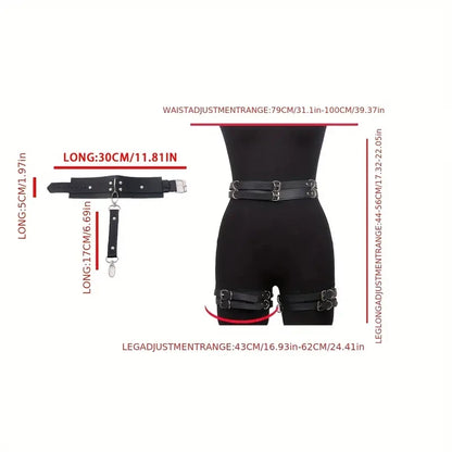 Gothic Harness Belt  w/ Handcuffs Accessories