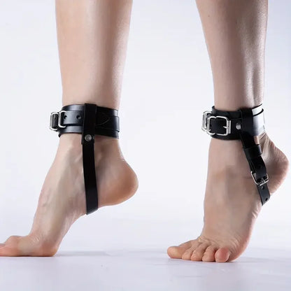 Adjustable Black Ankle Harness with Buckle Straps