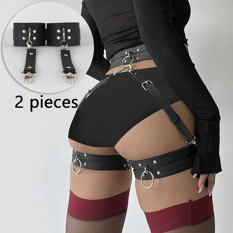 Gothic Harness Belt  w/ Handcuffs Accessories