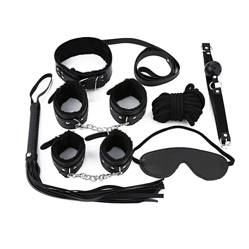 7Pcs/Set Soft PU Leather Handcuffs Restraint