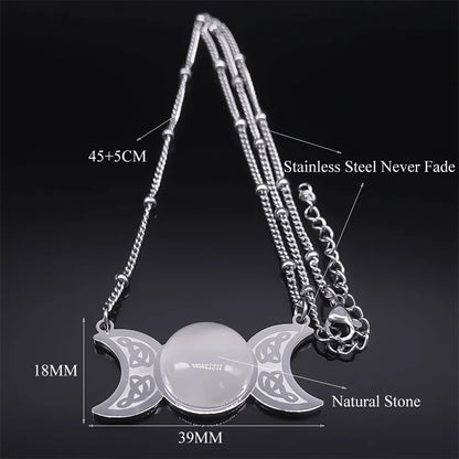 Triple Moon Pendant Celtic Witch Knot Necklace