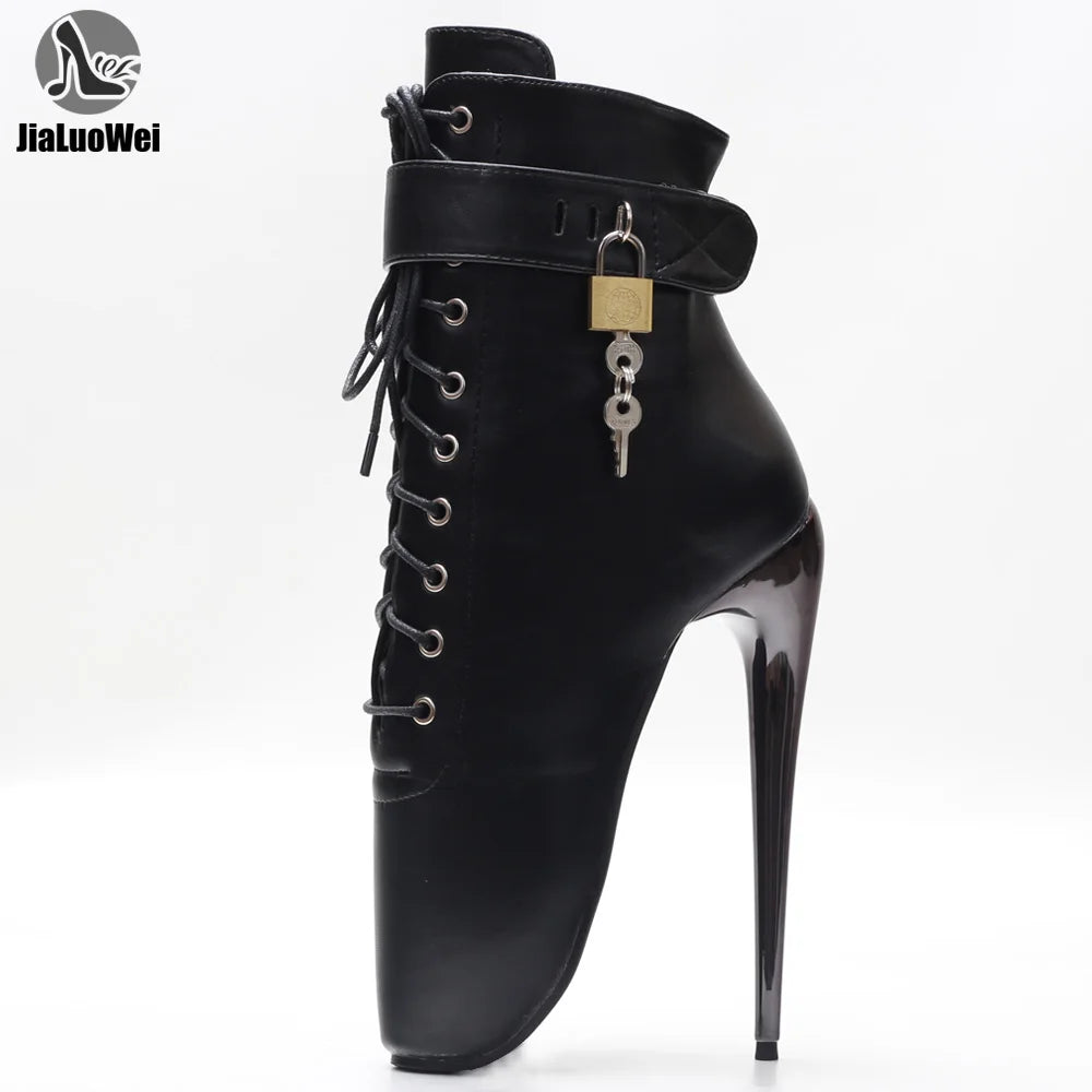 7Inch Stiletto High Heel Lock Wrap Strap Ankle Ballet Boots