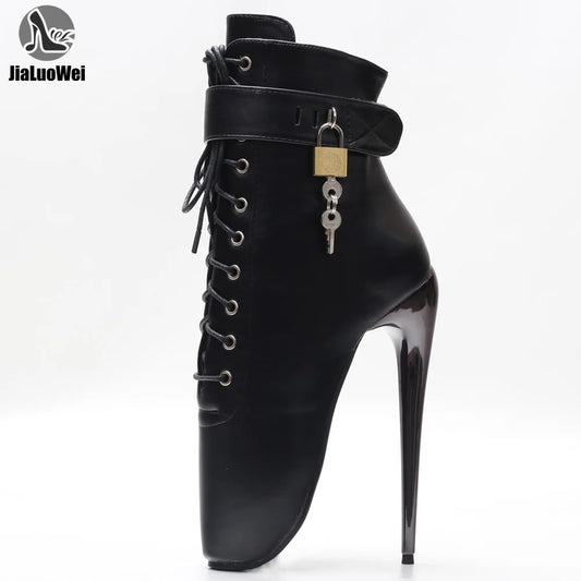 7Inch Stiletto High Heel Lock Wrap Strap Ankle Ballet Boots