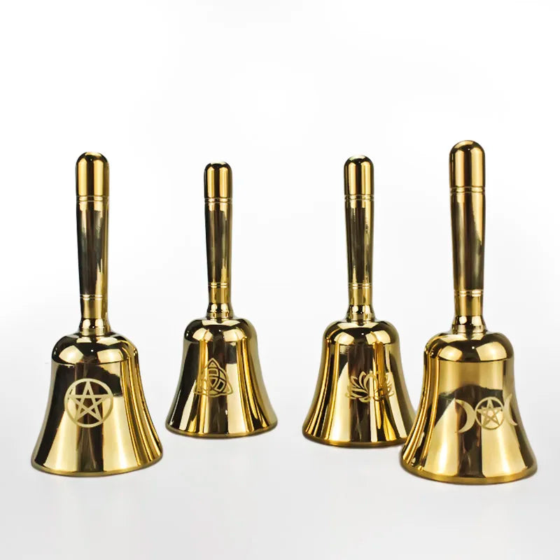 Triple Moon Lotus Triquetra Brass Bells