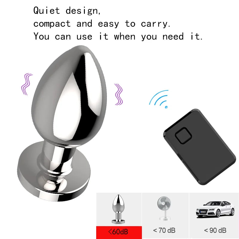 Wireless Remote Control Multi-Frequency Metal Anal Plug Vibrator