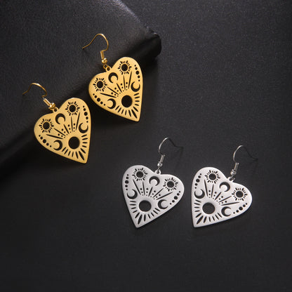 Sipuris Sun Moon Love Heart Dangle Earrings