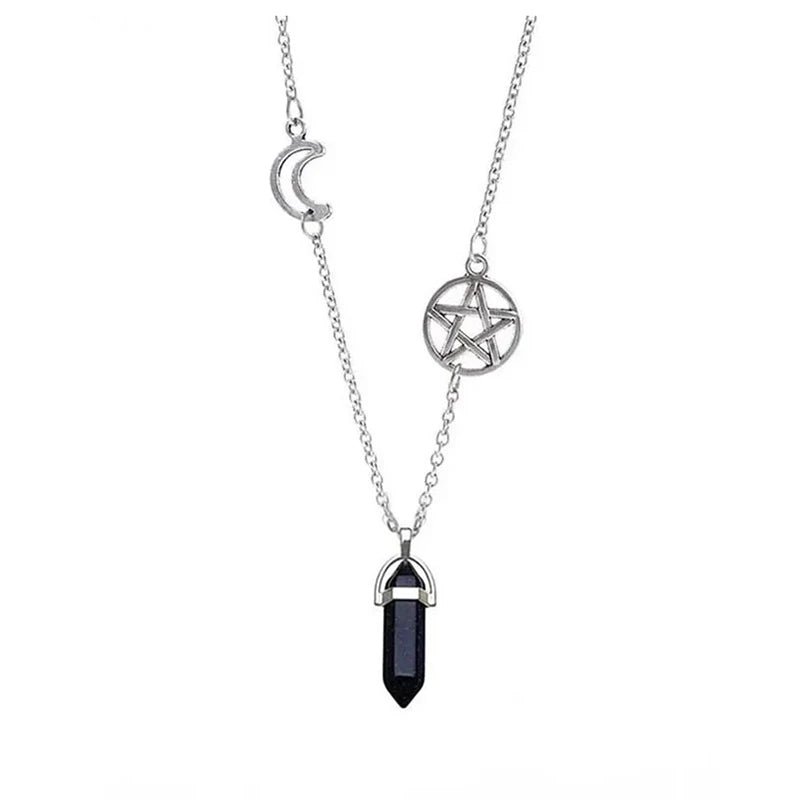 Pentagram Star Chakra Stones Pendant Necklace