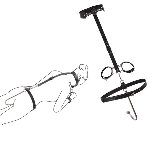 Adjustable BDSM Handcuffs Anal Hook Mouth Plug