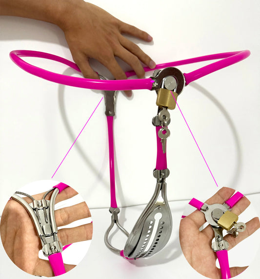Female Chastity Belt Stainless Steel Invisible Underwear Belt Lockable Pants with Defecation Hole Underwear Bondage BDSM