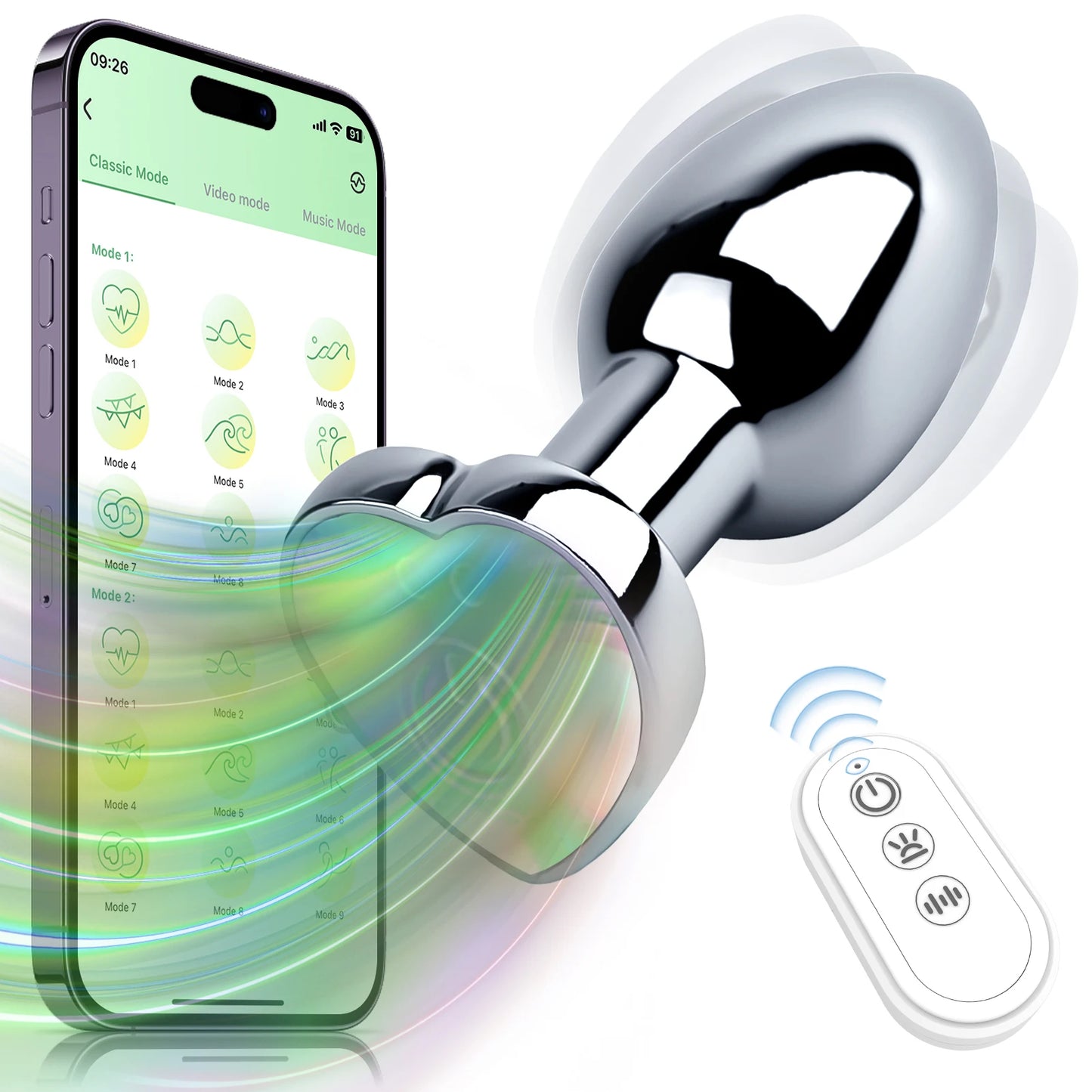 Remote Vibrating Heart-Shape Metal Anal Plug