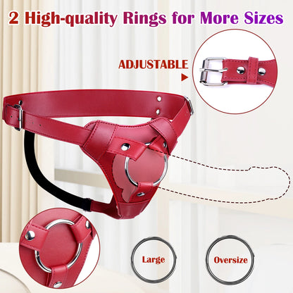 Red Strap On Dildo Harness