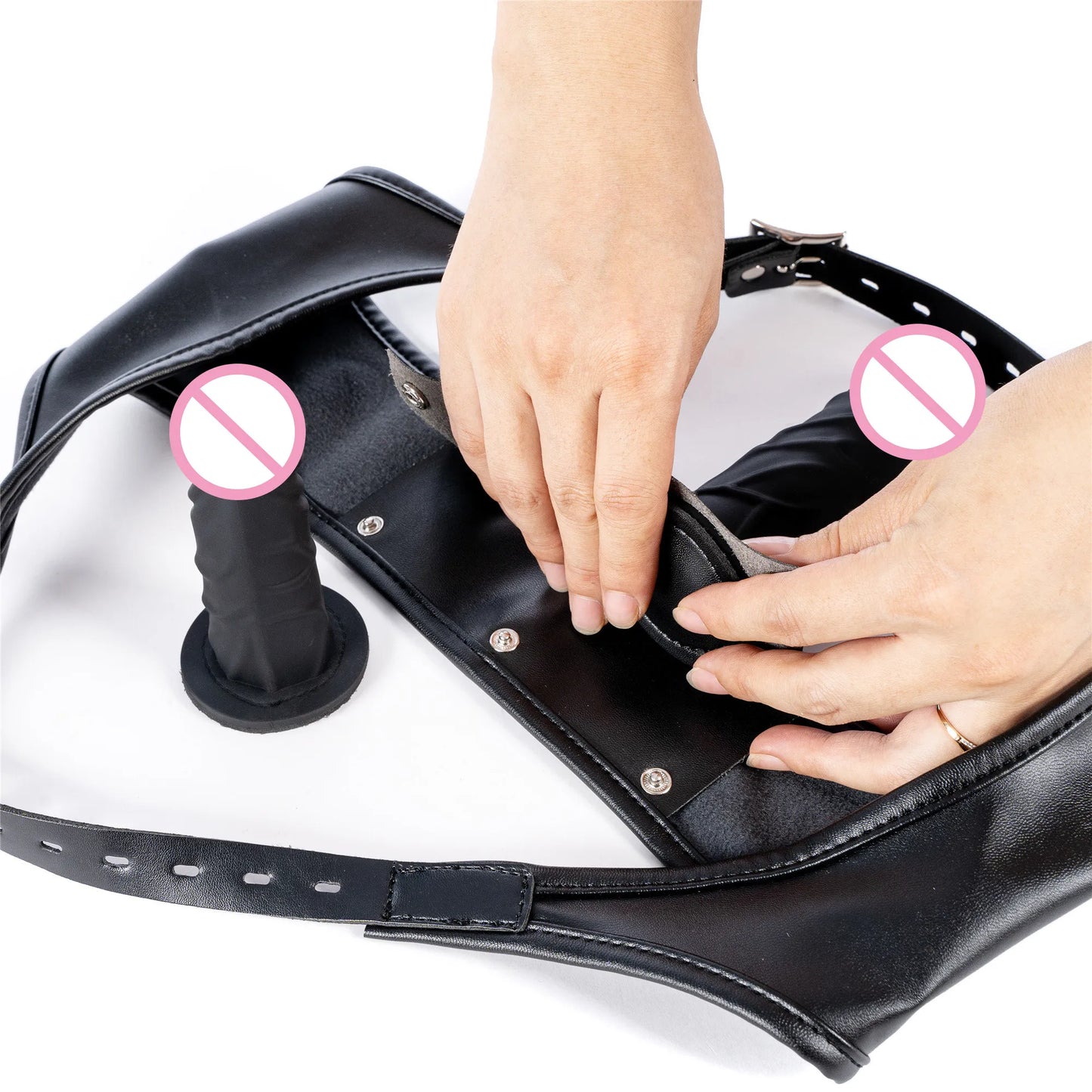 Leather Strap on Harness