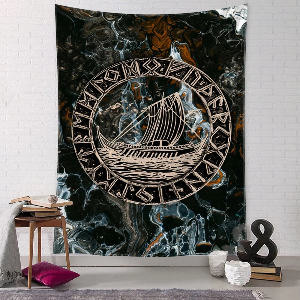Viking  Mysterious Raven Tapestry