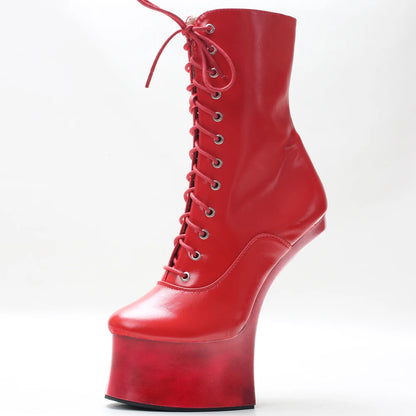 Unisex 7 inch Ponyplay Platform Heelless Ankle Boots Size36-46