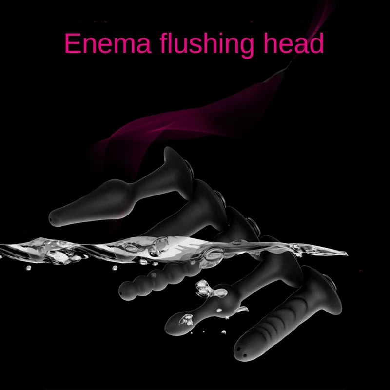 Soft Silicone Connectable Butt Plug with Shower Head