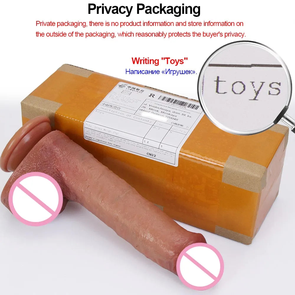 Silicone Real Big Thick Strap on Penis Foreskin Dick Anal Dildo