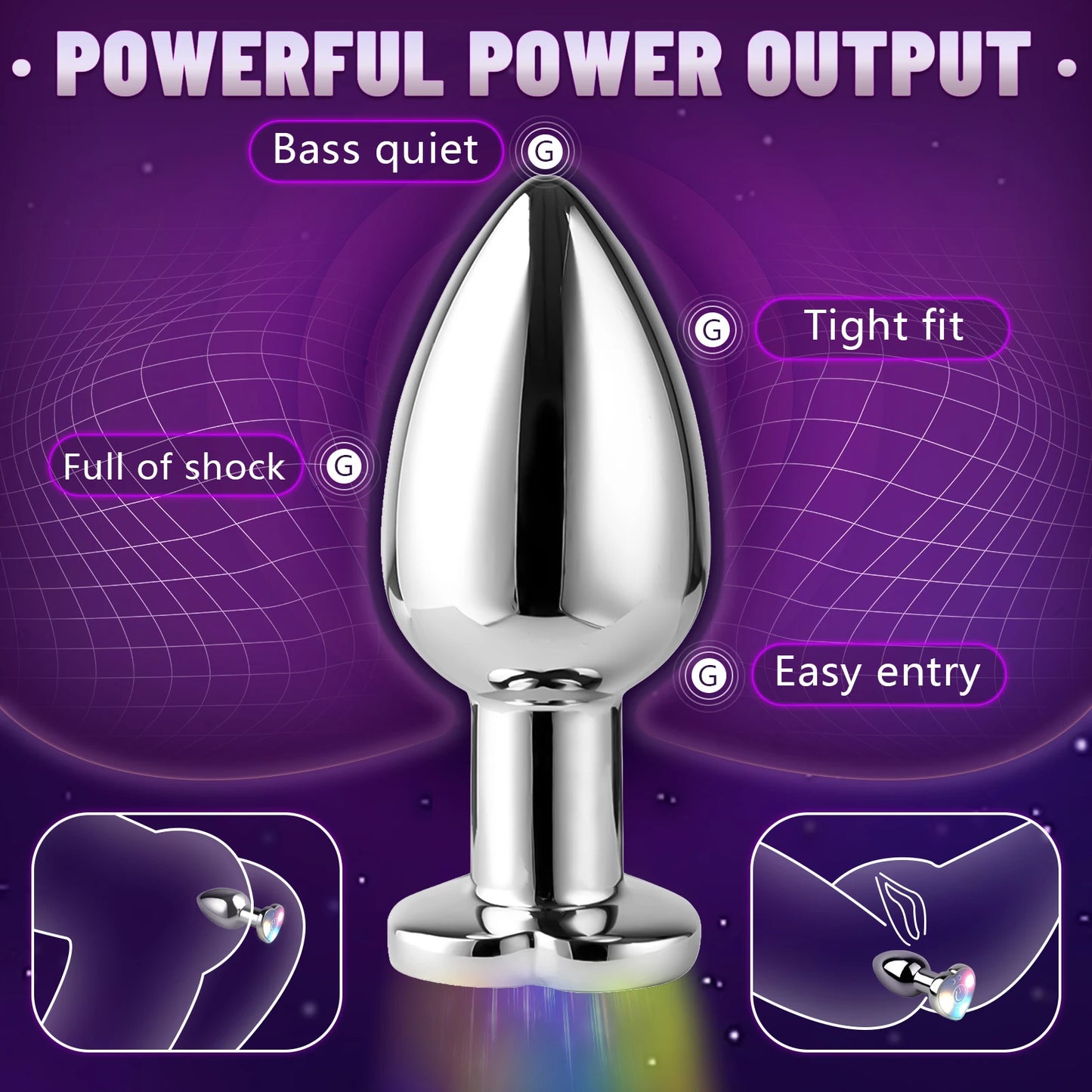 Remote Vibrating Heart-Shape Metal Anal Plug