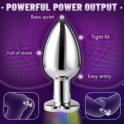 Remote Vibrating Heart-Shape Metal Anal Plug