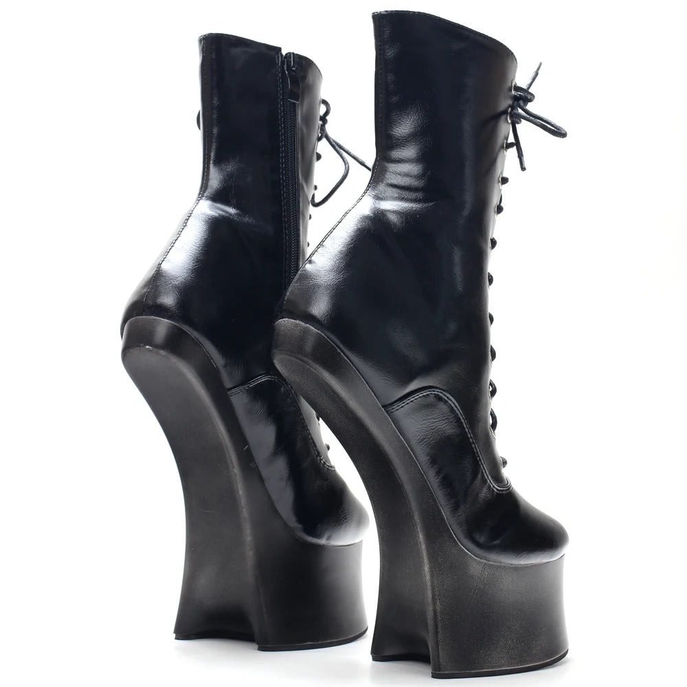 Unisex 7 inch Ponyplay Platform Heelless Ankle Boots Size36-46