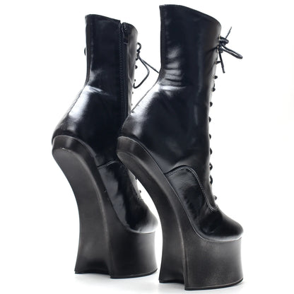 Unisex 7 inch Ponyplay Platform Heelless Ankle Boots Size36-46