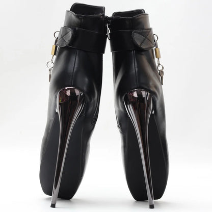 7Inch Stiletto High Heel Lock Wrap Strap Ankle Ballet Boots