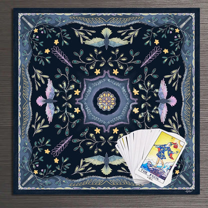 Indigo Birds Tarot Cards Tablecloth