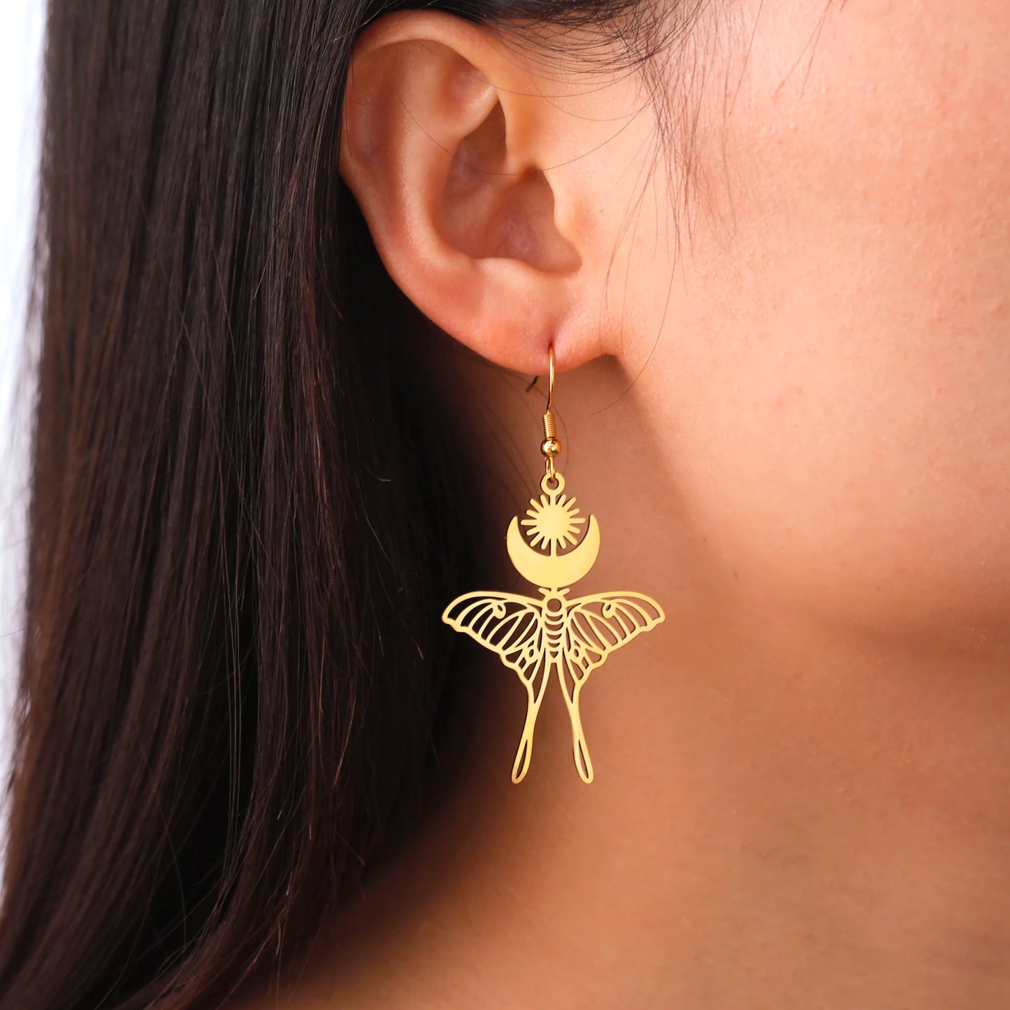 Skyrim Moon Sun Butterfly Drop Earrings
