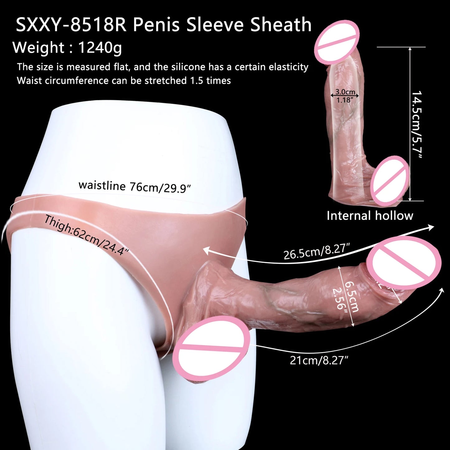 FAAK Silicone Briefs with Penis Sleeve Male Masturbator