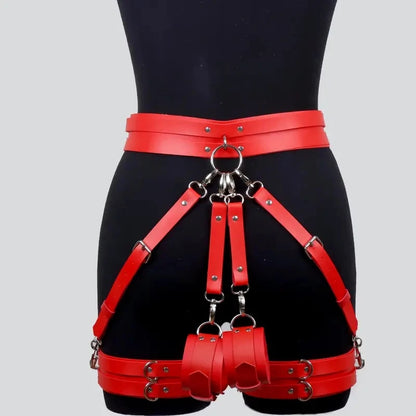 Gothic Harness Belt  w/ Handcuffs Accessories
