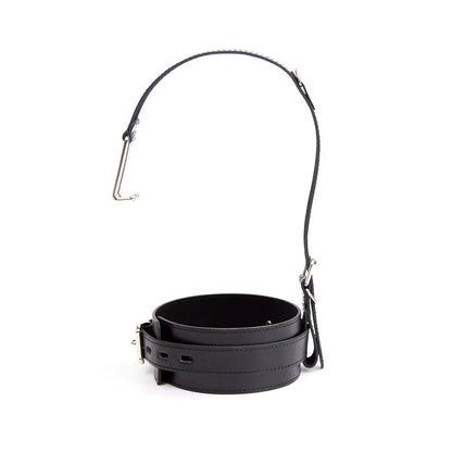 Leather Choker Collar Strap with Smooth Stainless Steel Nose Hook for Fetish Bdsm