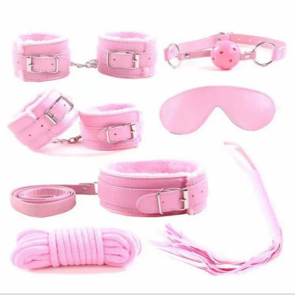 7Pcs/Set Soft PU Leather Handcuffs Restraint