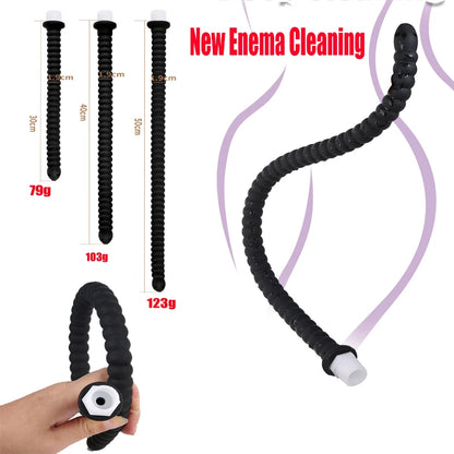 Long Anal Plug Silicone Enema Deep Butt Plug W/ Faucet Attachment