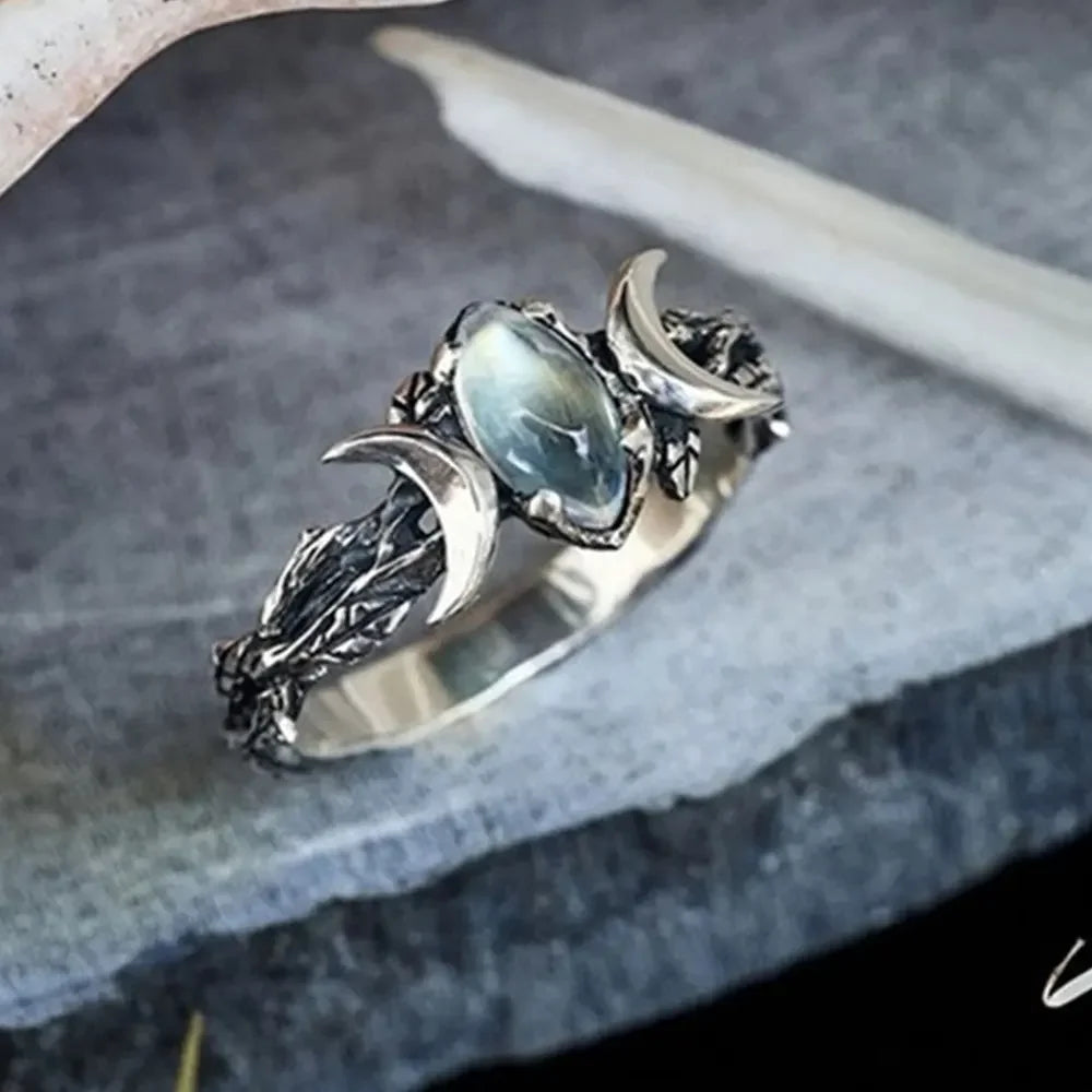 Triple Moon Goddess Ring