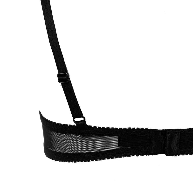 Exquisite Embroidery Flower Push Up Open Bra Crotch Panty Set